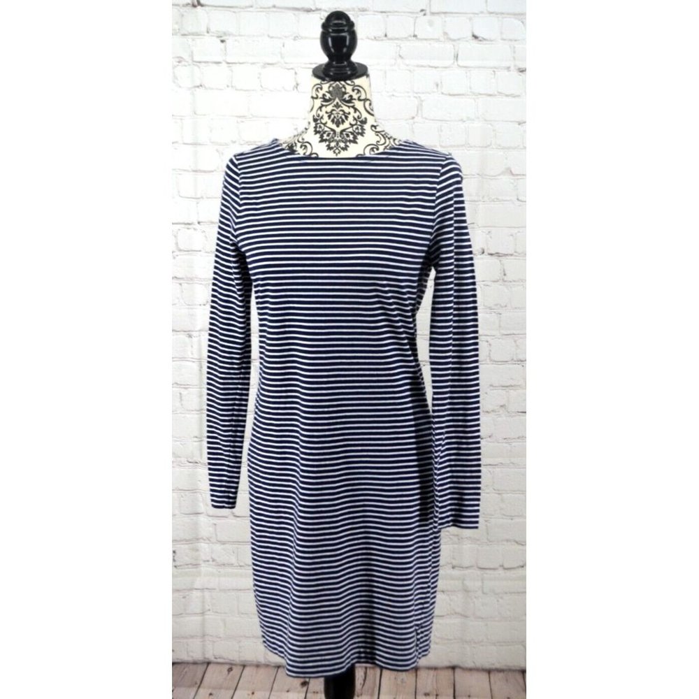 VINEYARD VINES Women's‎ Boat Neck Cotton Blend Dress SIZE XS Navy White Striped